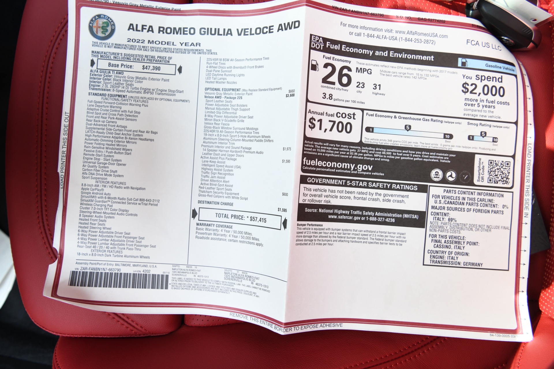 New 2022 Alfa Romeo Giulia Veloce | St. Petersburg, FL