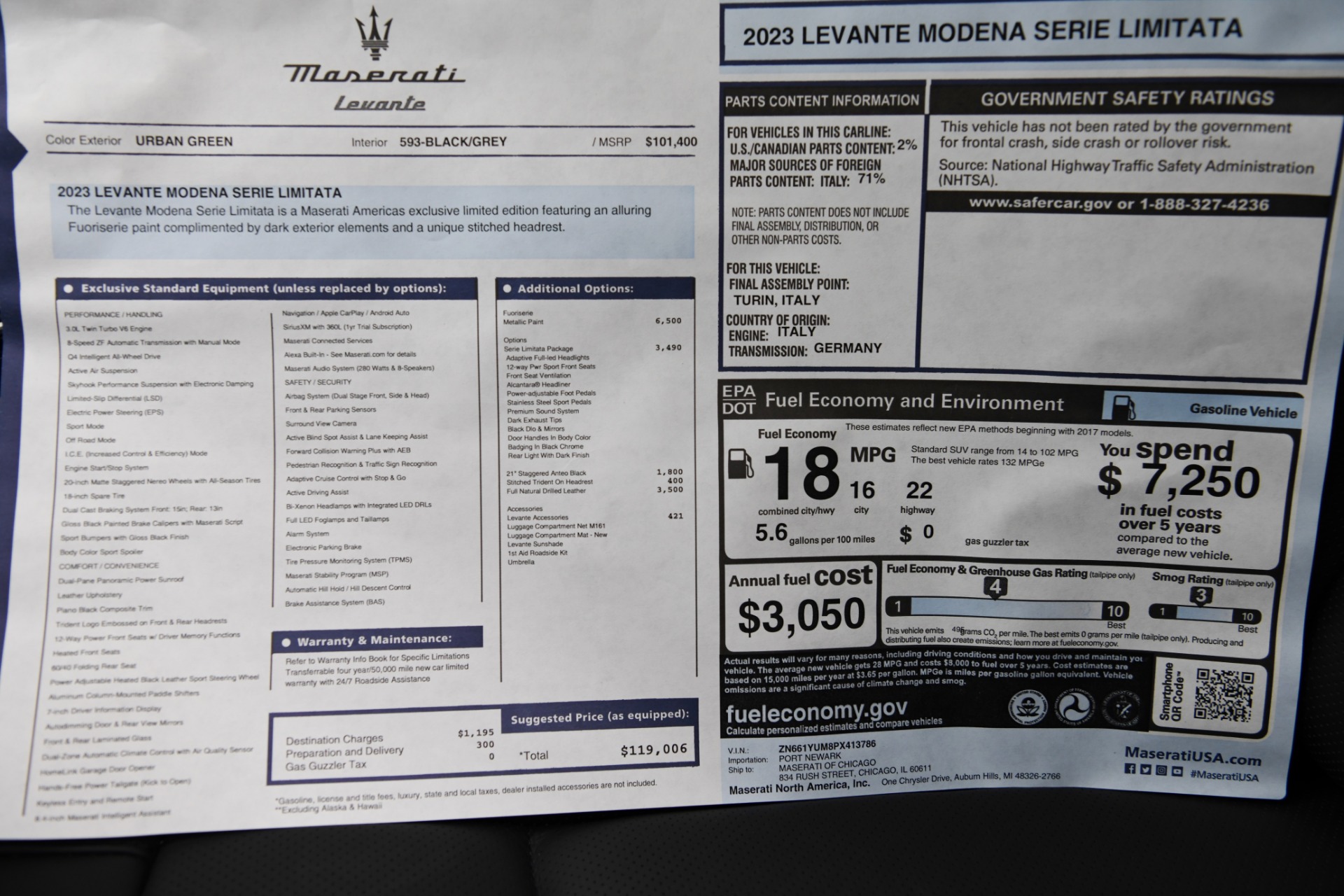 New 2023 Maserati Lavante Modena Serie Limtata | St. Petersburg, FL