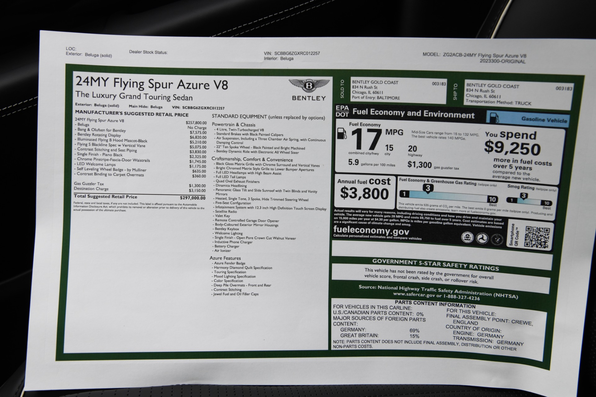 New 2024 Bentley Flying Spur Azure V8 | Chicago, IL