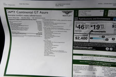 New 2026 Bentley Continental GT Azure | Chicago, IL